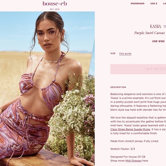 NWT House of CB Kasia Swirl Purple Pink Cut Out Sexy Midi Dress Size Small - Picture 16 of 16